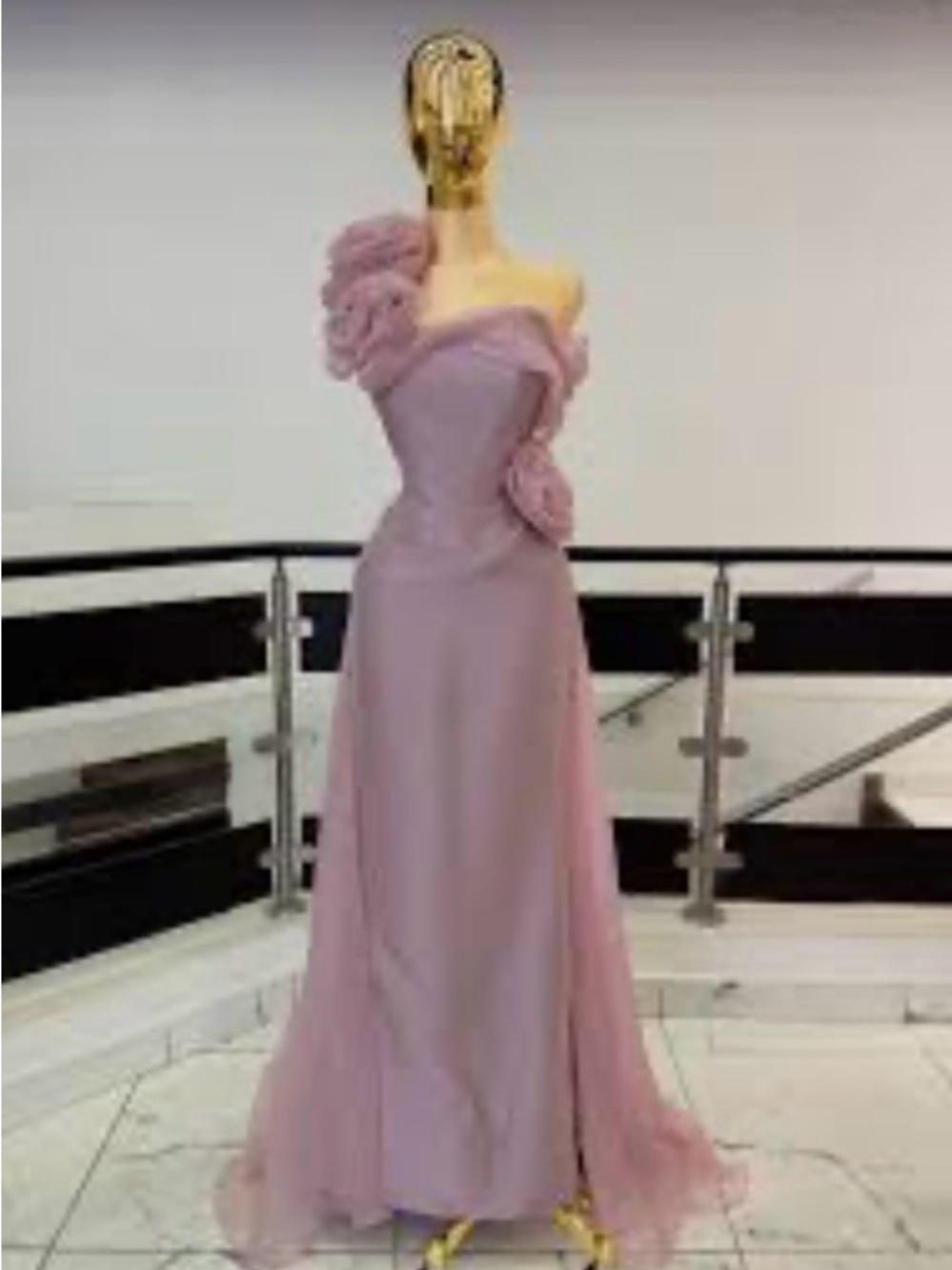 Terani Couture One-Shoulder Dusty Lavender Gown
